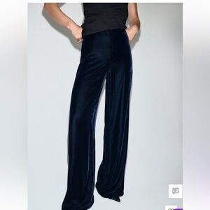 Mango Women's Velvet Suit Pants - Blue